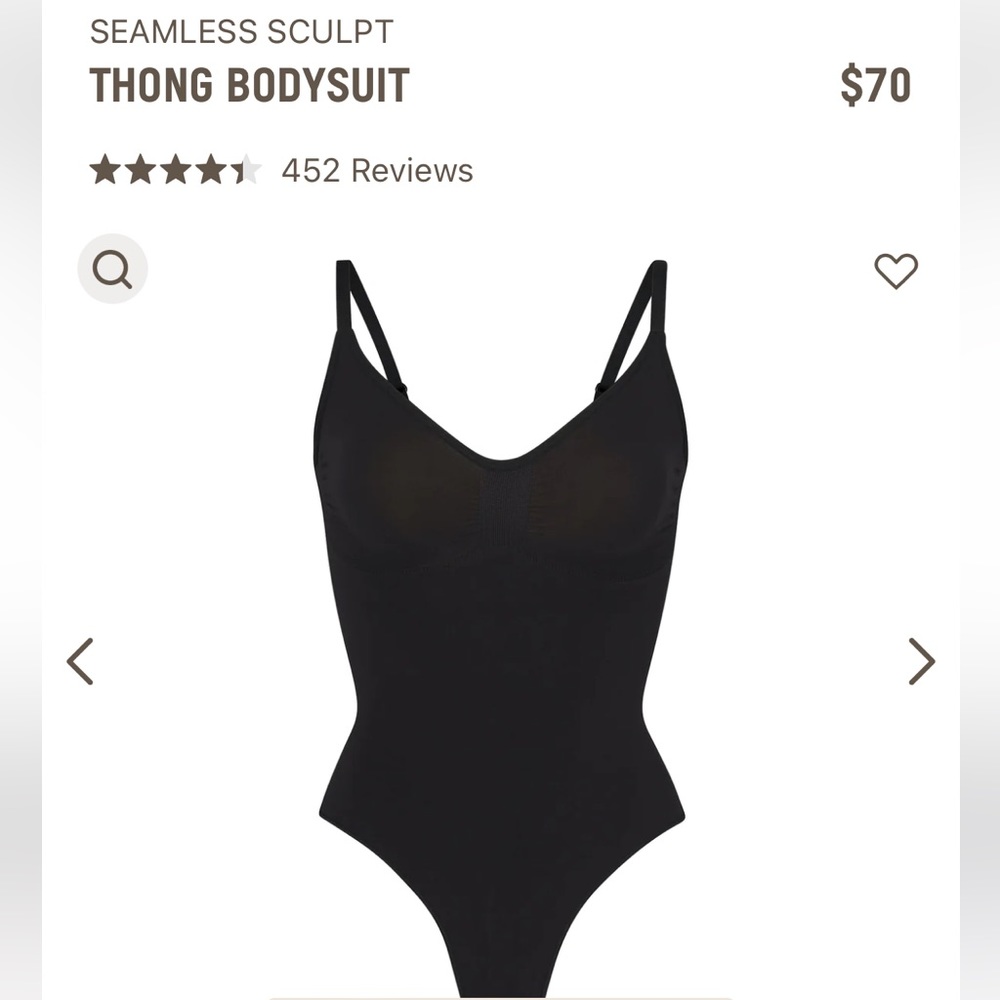 NWOT Skims seamless sculpt thong bodysuit black